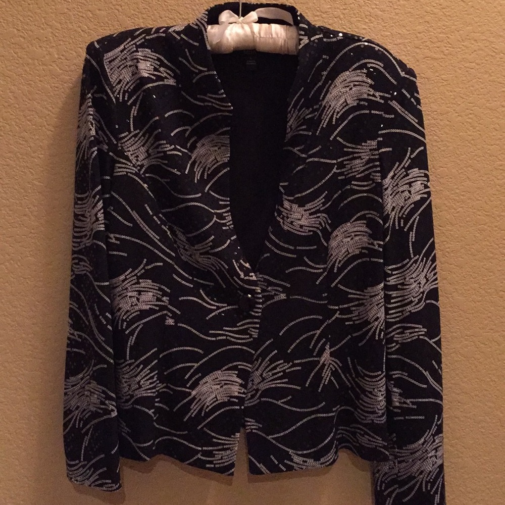 Classy, Sparkly Jacket; black; w/clear sequins